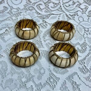 Vintage, 4-pc Wired Bone Napkin Ring Set